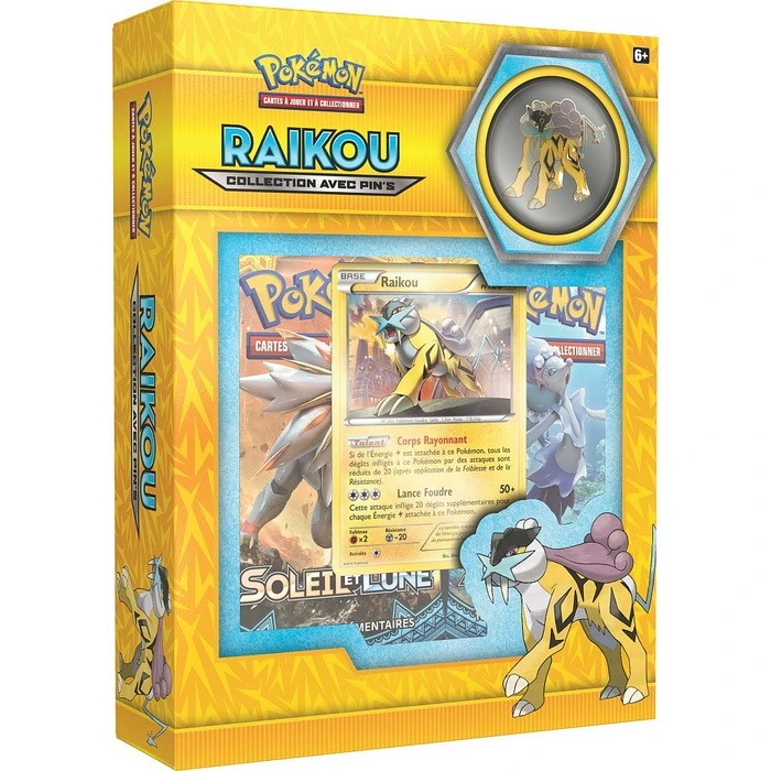 Pack 2 Boosters Pokémon Soleil & Lune Raikou (+ Pins) - Pokémon Soldes 3 Pack 2 Boosters Pokémon Soleil & Lune Raikou (+ Pins) - Pokémon Soldes