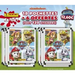 Panini Pat' Patrouille Stickers Blister 18 Pochettes + 6 Pochettes Offertes - Paw Patrol Soldes